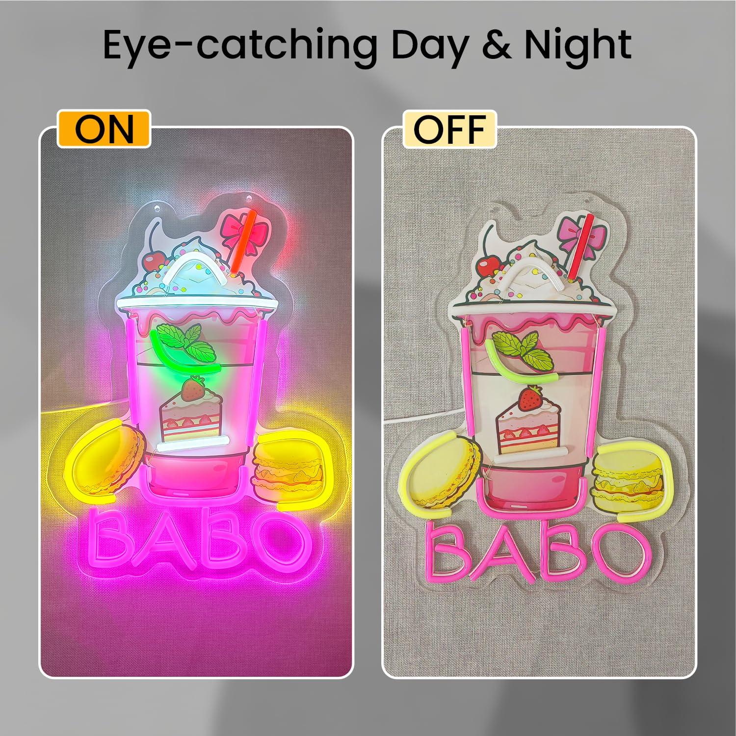 Boba Neon Sign Light Up Bubble - Coffee Tea & Espresso Appliances ulasan dan harga